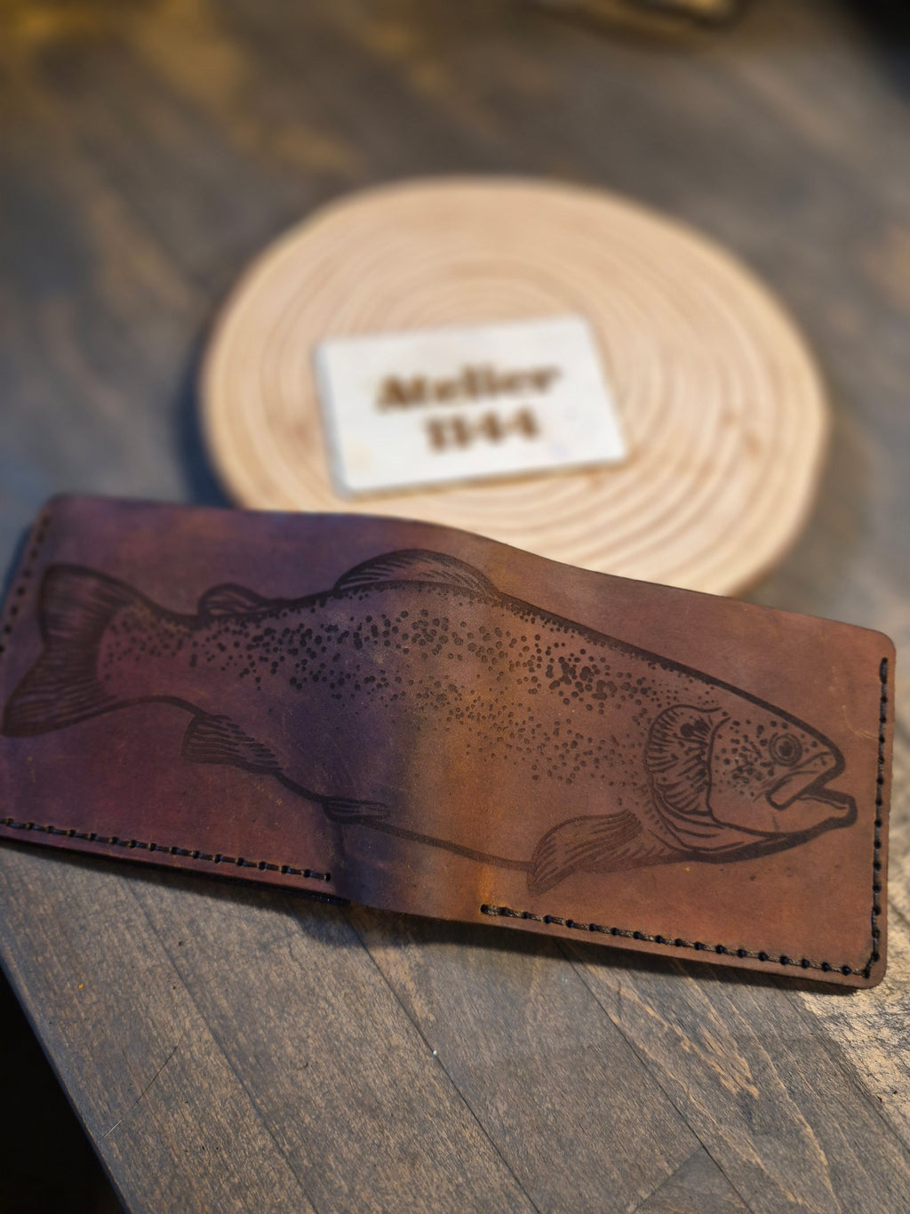 Portefeuille artisanal 2 volets avec porte-monnaie intégré