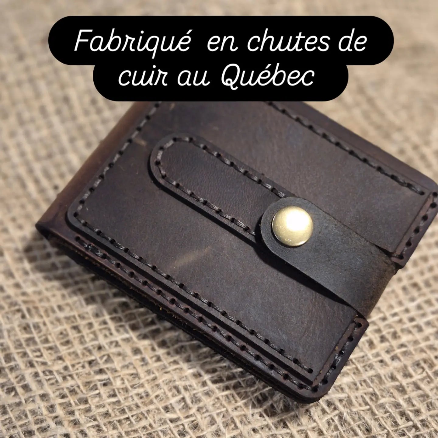 Portefeuille artisanal en cuir cousu main